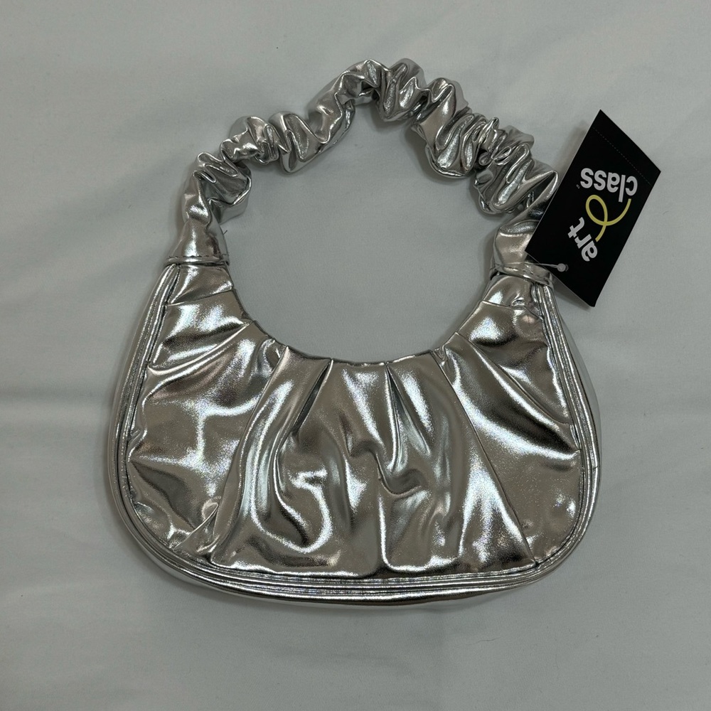 Silver Metallic Hobo Handbag